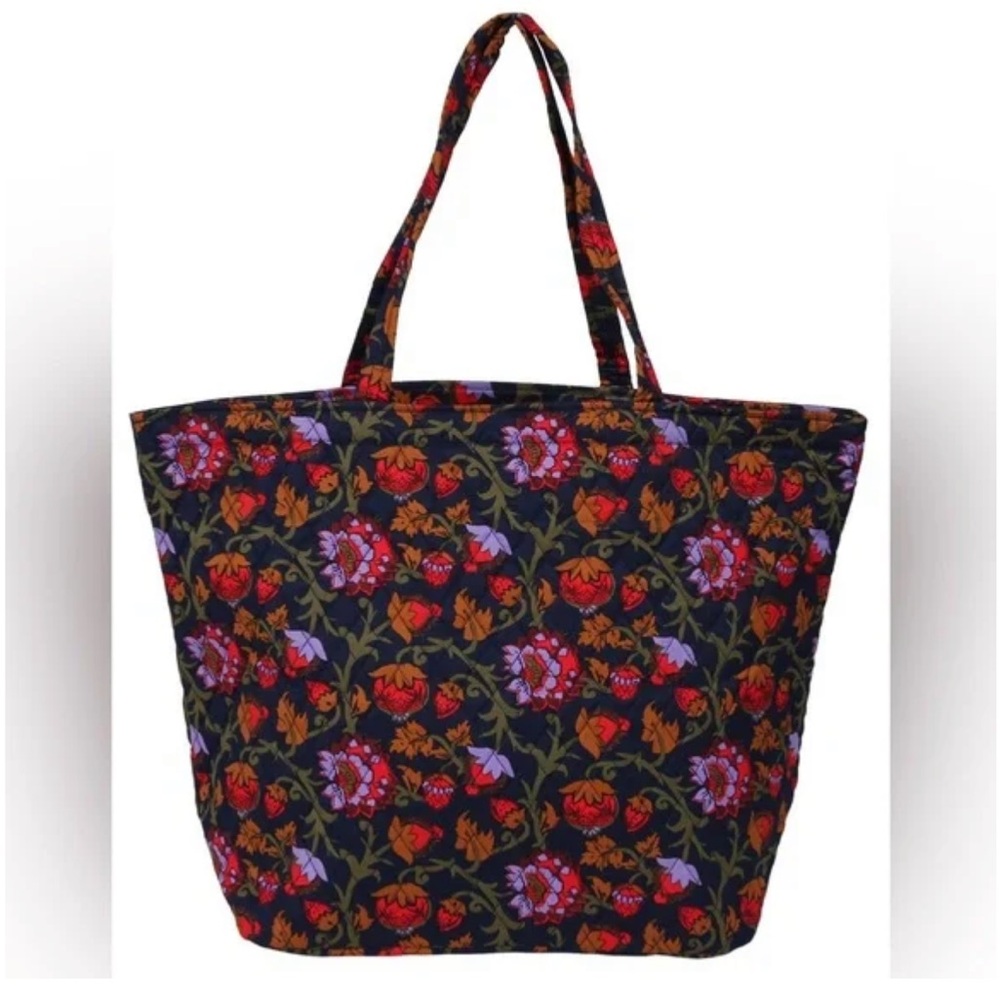 Vera Bradley Marston Grand Tote Midnight Garden Vines Print Quilted NEW